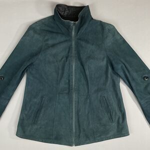 Rossini By Baggio Reversible Leather Jacket Women’s 46/XXL Black & Teal Academia
